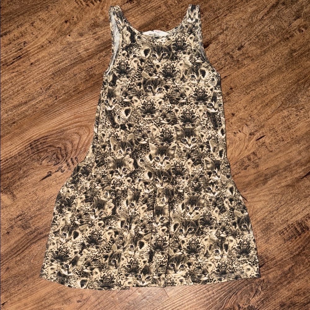 Stylish Kids Sleeveless Dress - Black and Tan kitty 🐱 cats